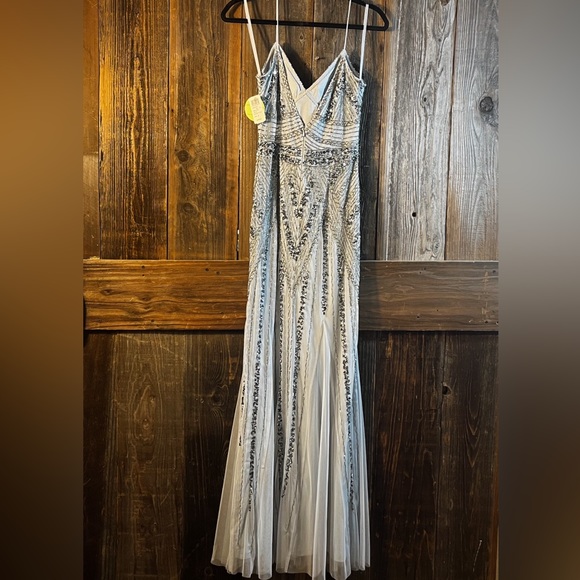 New Light Blue Beaded Gown - Picture 4 of 6